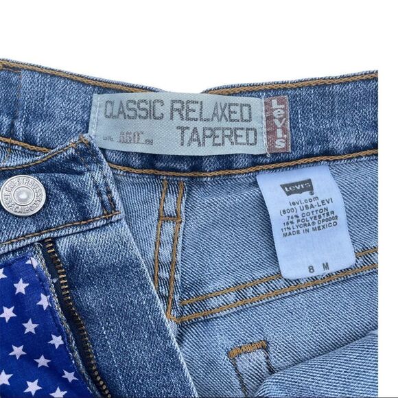 Levi’s Jean Shorts Cut OffsRed White Blue American Flag Button Fly Relaxed 8 - Picture 6 of 8